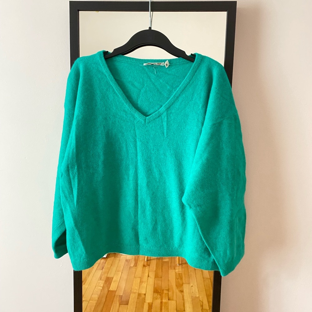 Vintage Wool Turquoise V-Neck Sweater